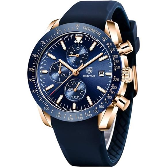 COOL Large Mens Watch Classical Luxury Sports Design Watches  Stylish Wrist Watch Mens Silicone Strap Watches Quartz Movement Water Resistant